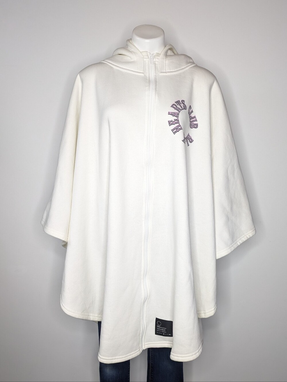 Cloak Black Hearts Club White Pink Zip Up Sweatshirt Hoodie Poncho OS